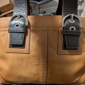 Coach Y2K Soho Leather With Two Color Black Tan And Dark Brown Shoulder Bag